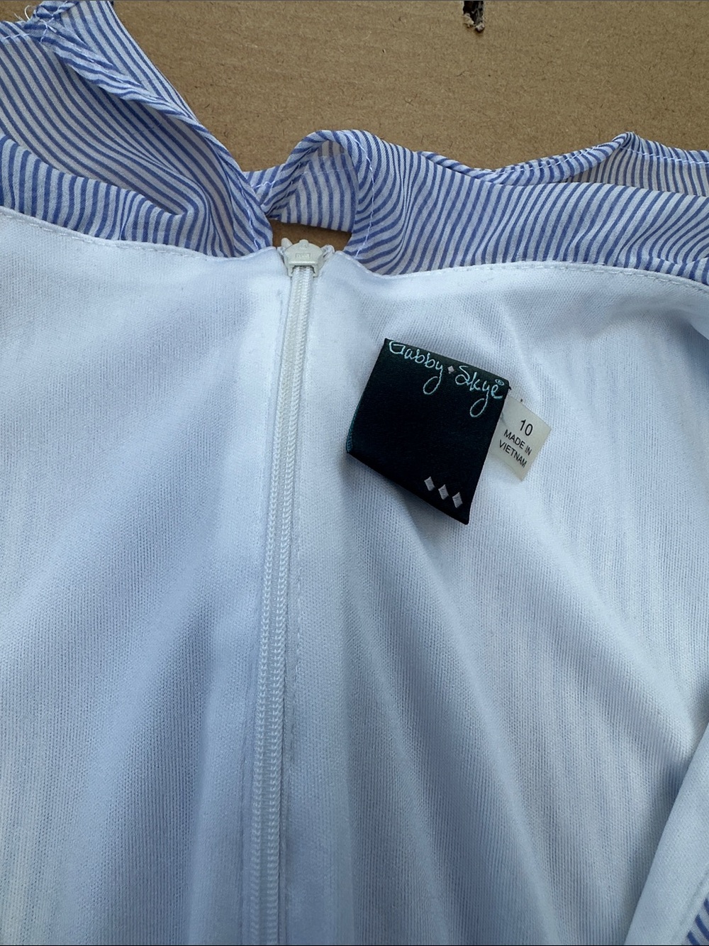 Gabby Skye Light Blue and White Striped Wrap Midi Dress - Picture 3 of 7